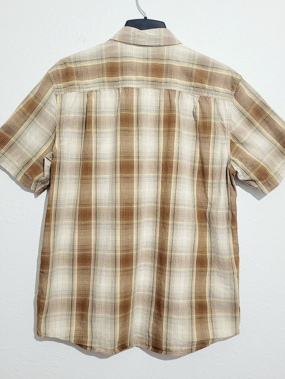 Carhartt Relaxed Fit Plaid Button Front Shirt Mens Size Large Short Sleeve Beige - Picture 3 of 8